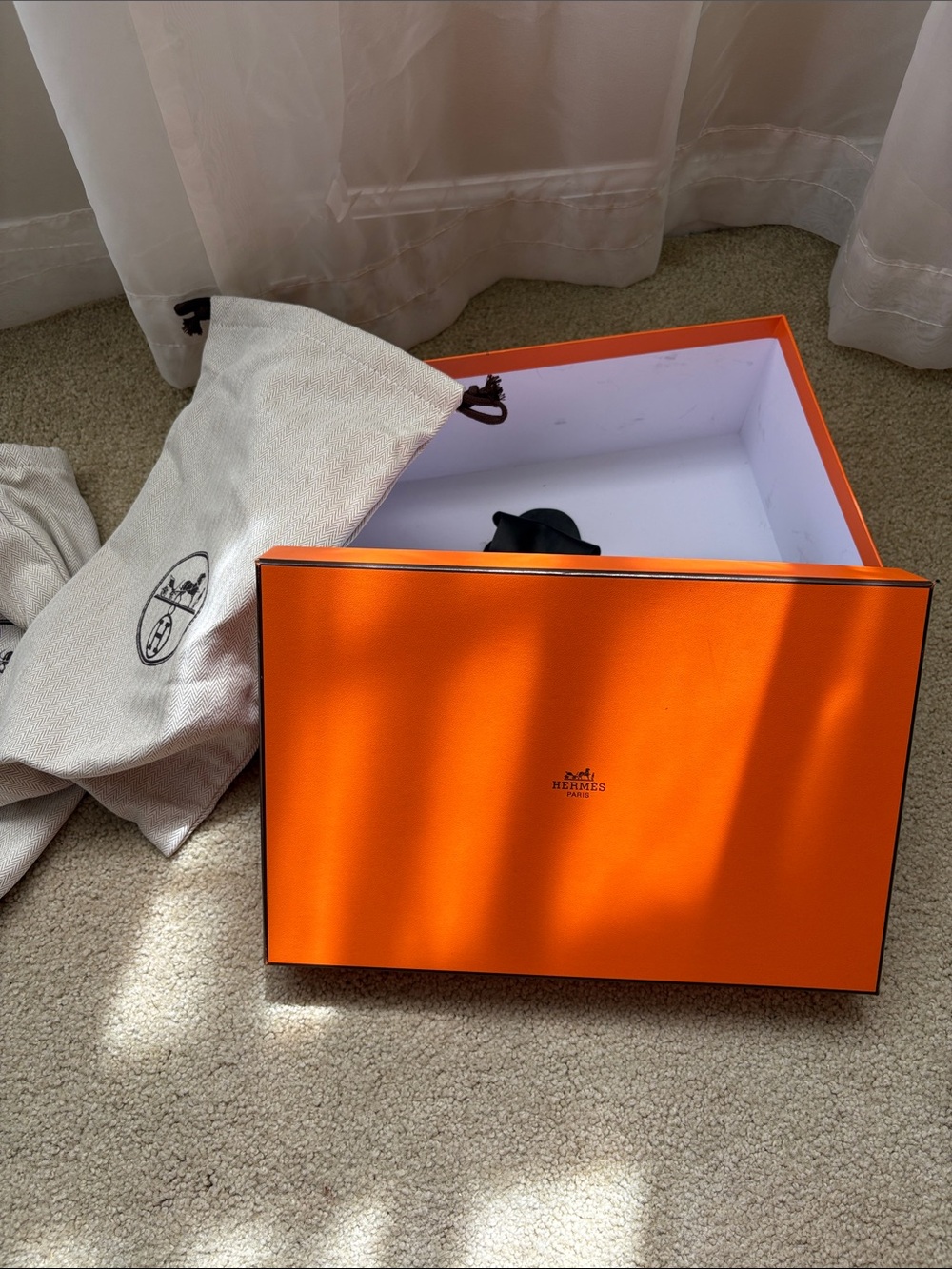 Hermès Ines Sandals Orange Logo Box